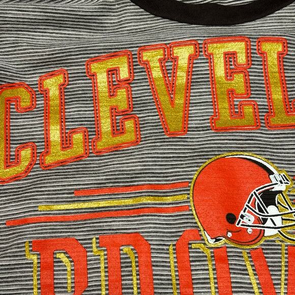 NWT Team Apparel NFL Cleveland Browns Black Womens XL Glittered Spellout T-shirt - Picture 11 of 12